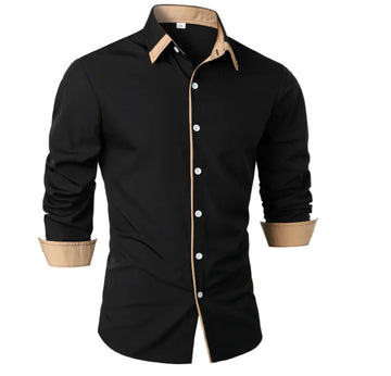 Casual Long Sleeve Shirt - Black (One Piece)