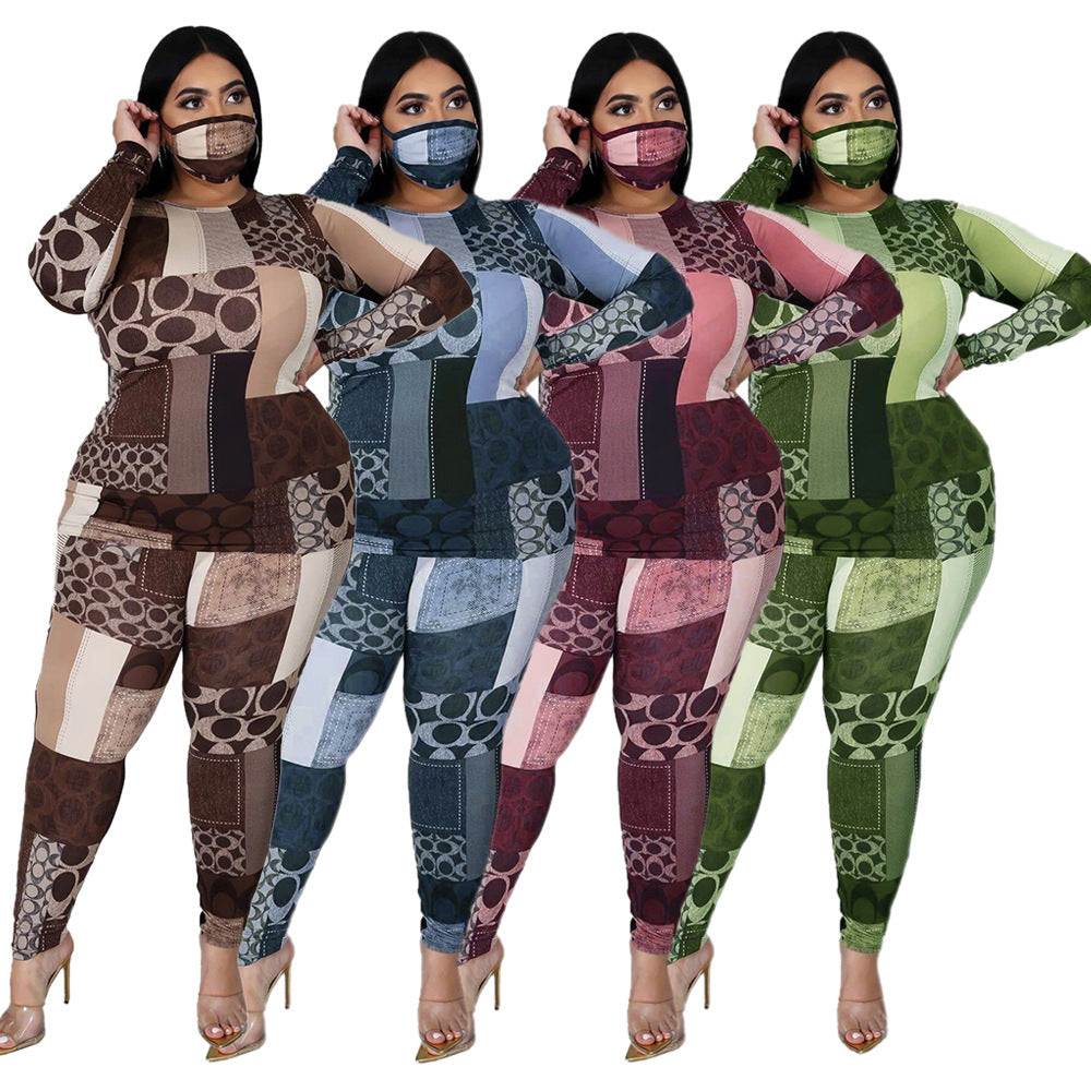 Women's Plus Size Clothing 2 Piece Set Tracksuit Stretch Top