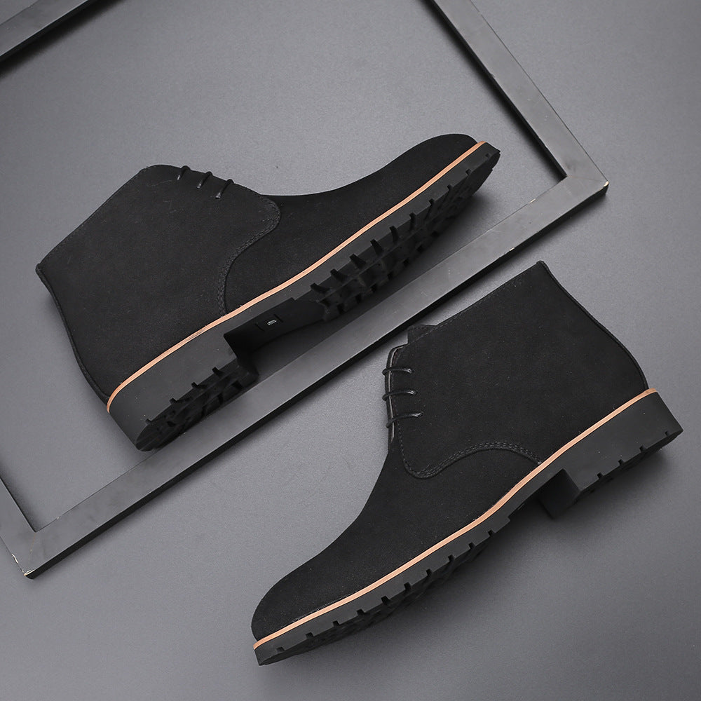Men's Lace-Up Leather Boots Casual Comfort, Large Sizes