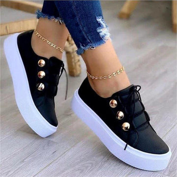 Women Lace-up Flats Sneakers Rivet Casual Shoes