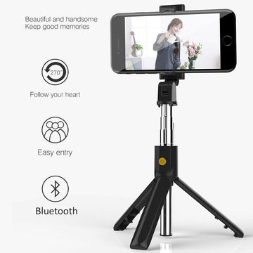 Bluetooth selfie stick tripod, Compatible with Apple