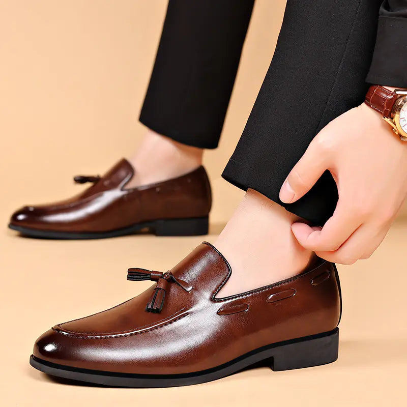 Men's New Low Heel Leather Suit Shoes