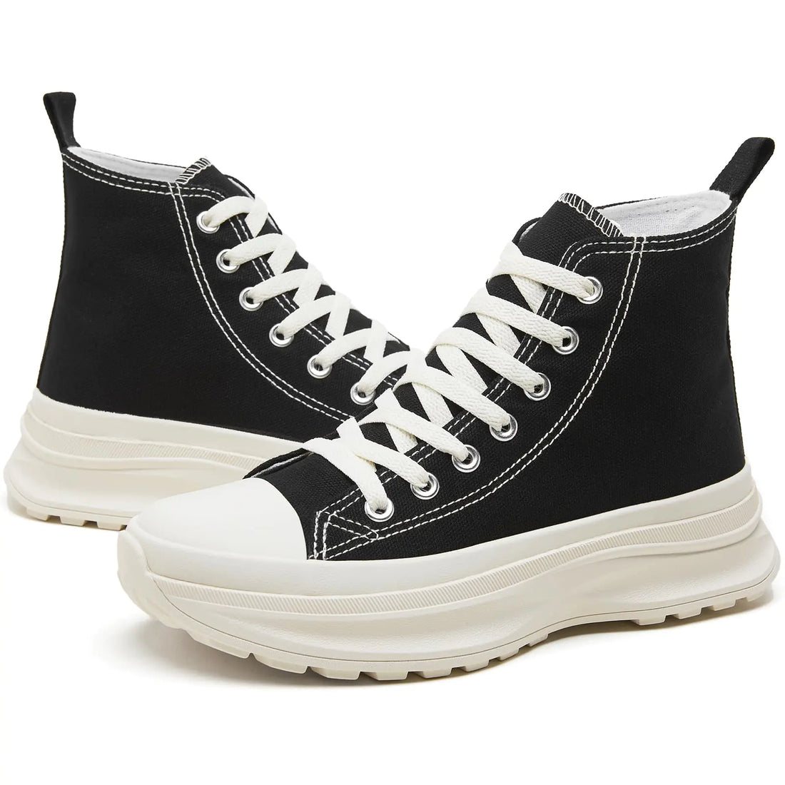 Womens High Top Sneakers Black High Tops Platform Sneakers Lace UP（Black.US8）